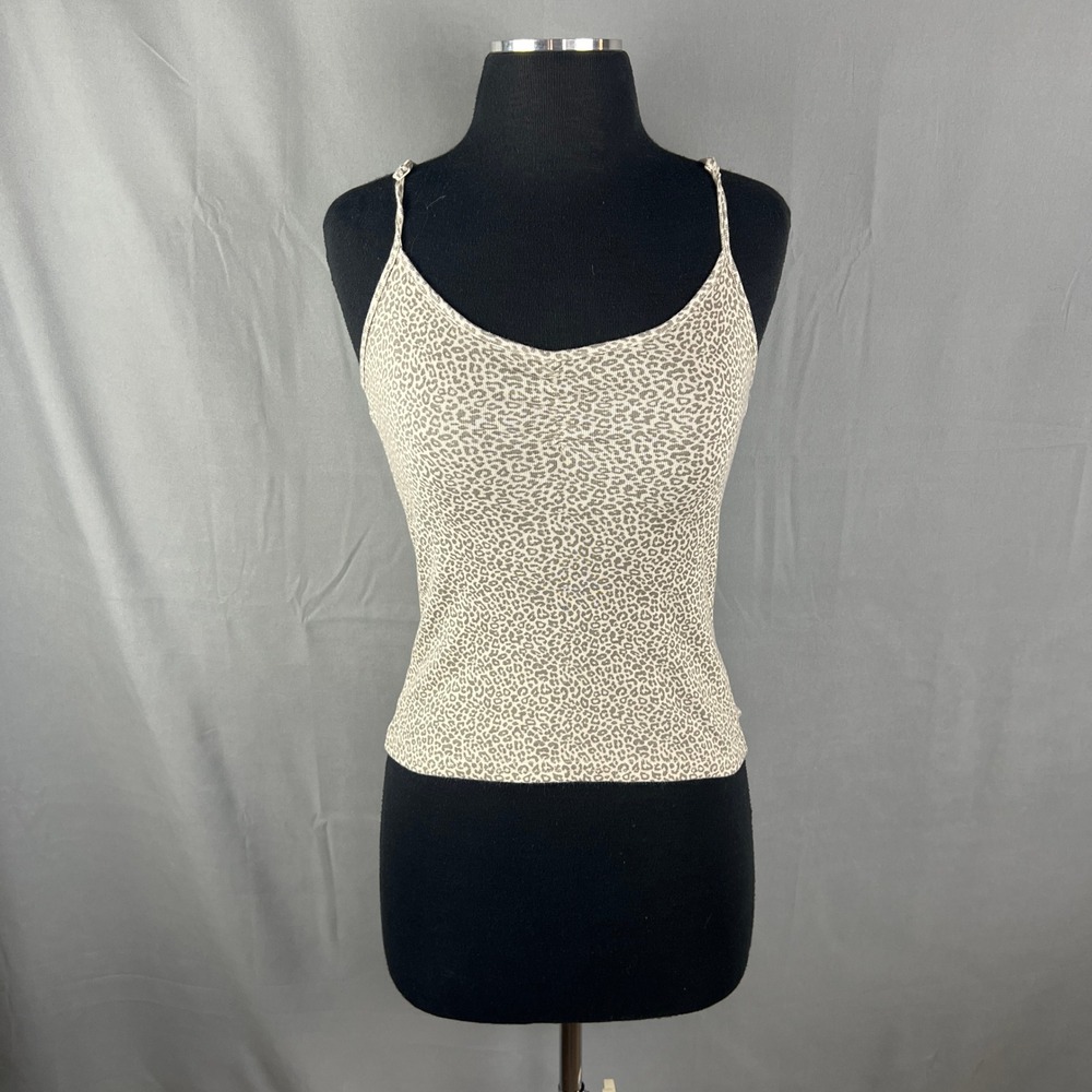 Streetwear Society Camisole Tank Top Womens Small Beige Leopard Spaghetti Strap